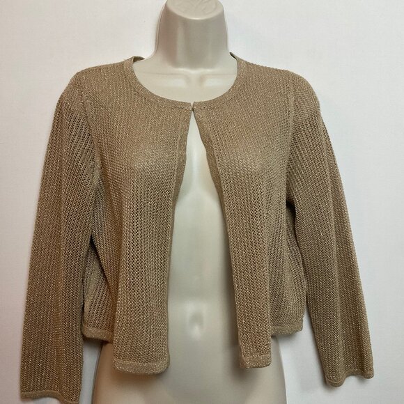 TALBOTS gold/tan cardigan Sz Small - Picture 3 of 11